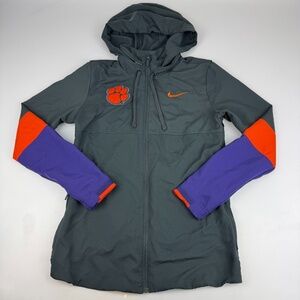 Nike Dri Fit Clemson Tigers Womens Size S Windbreaker Jacket Hidden Hood *Read